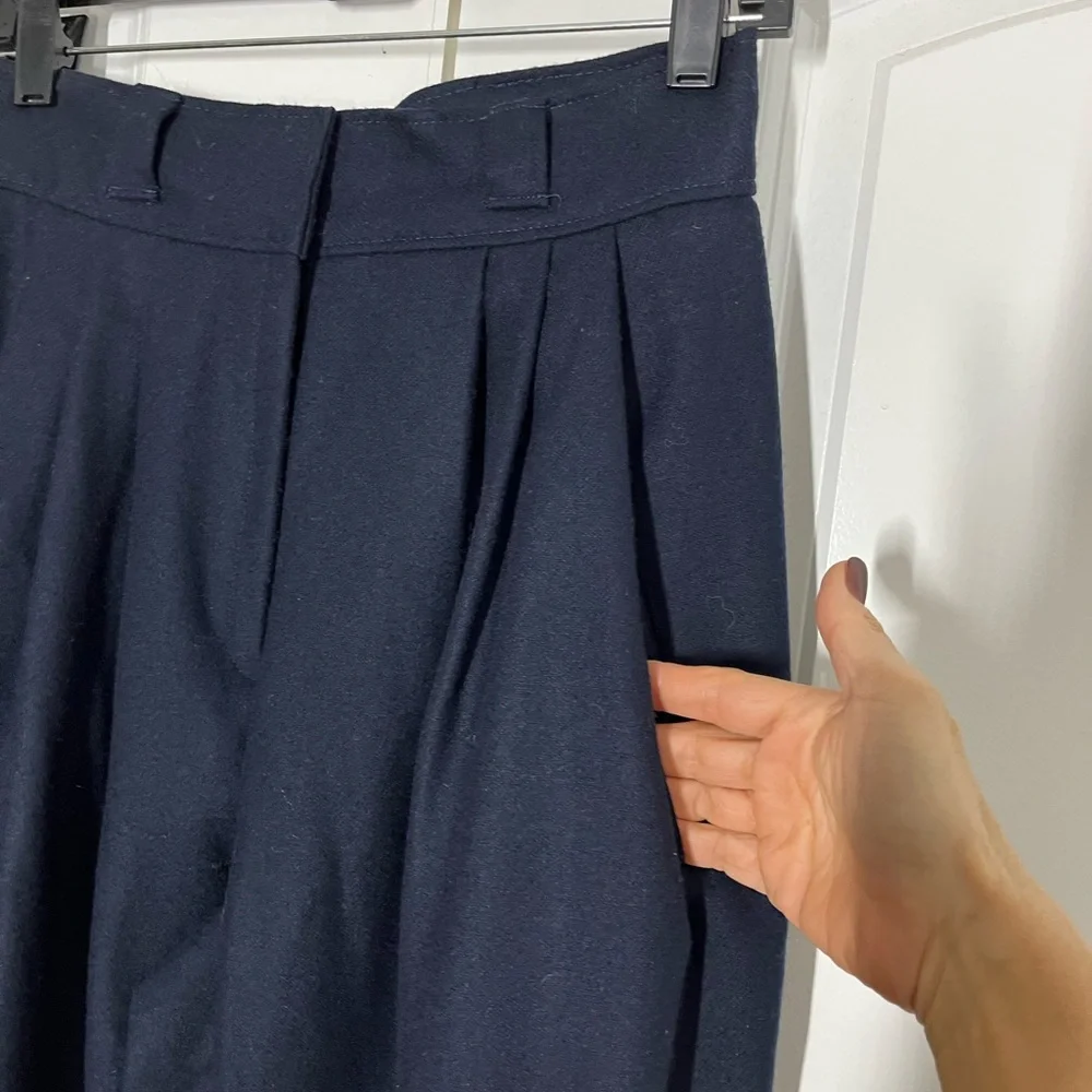 Vintage navy pleated trousers tapered legs - Picture 10 of 11